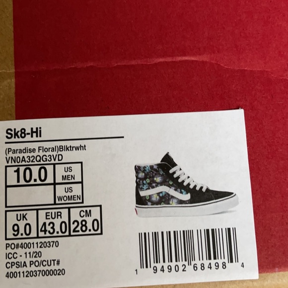 Vans Sk8-Hi Paradise Floral Black/True White Men’s - Picture 16 of 16